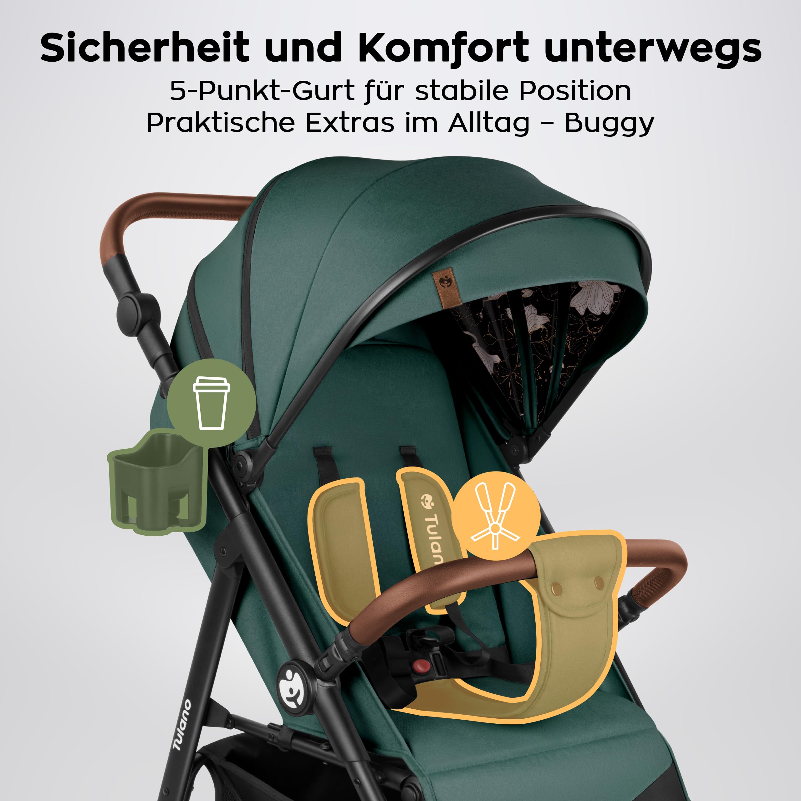 Tulano Avignon 35 Kinderwagen Buggy Reisebuggy mit Liegefunktion Flugzeug Handgepäck bis 22kg Grün