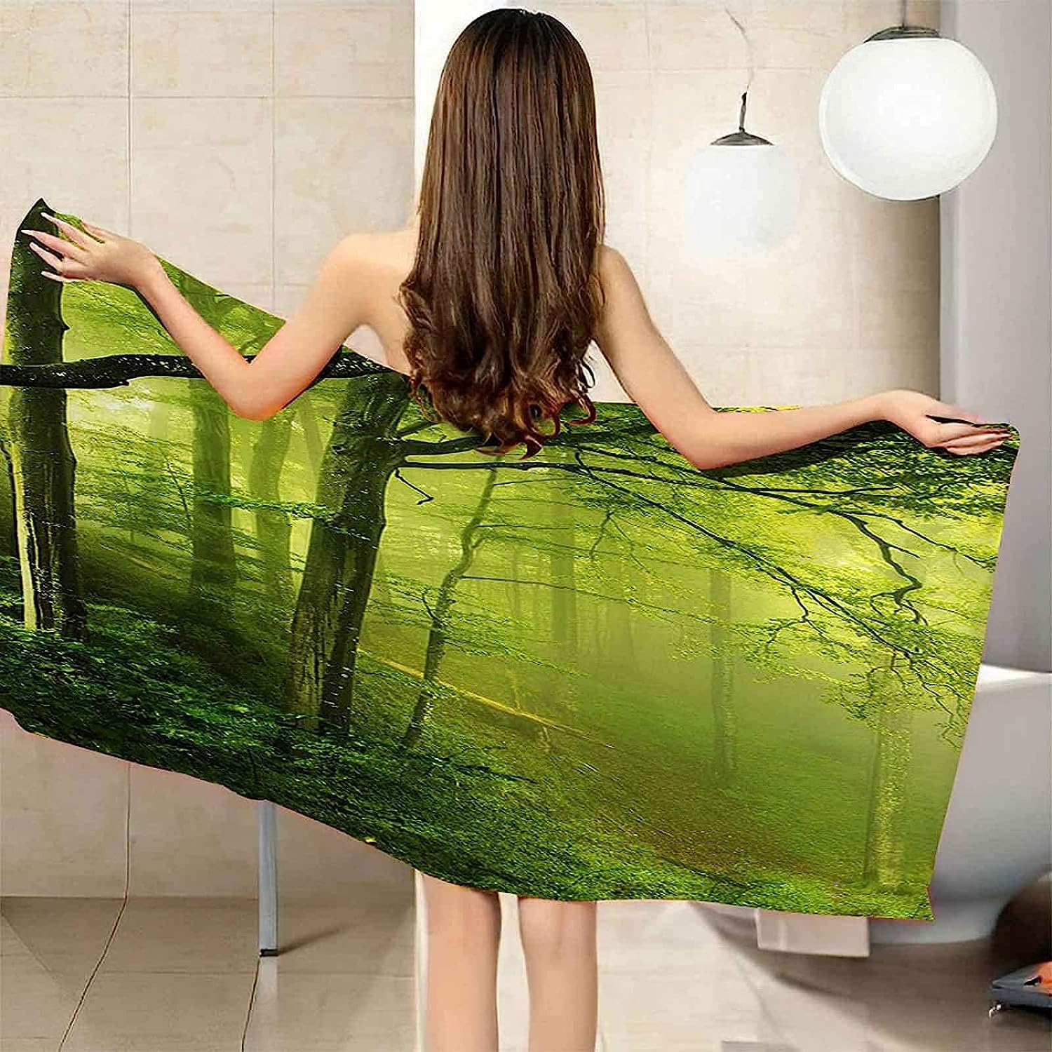 Mikrofaser Strandtuch 3D Drucken Waldnaturlandschaft Extra Großes Mikrofaser Strandtuch Für Erwachsene, Sandfreies Schnelltrocknend Leichtes Handtuch Für Strand Schwimmen 200 X 200 cm -8E0N/I5W