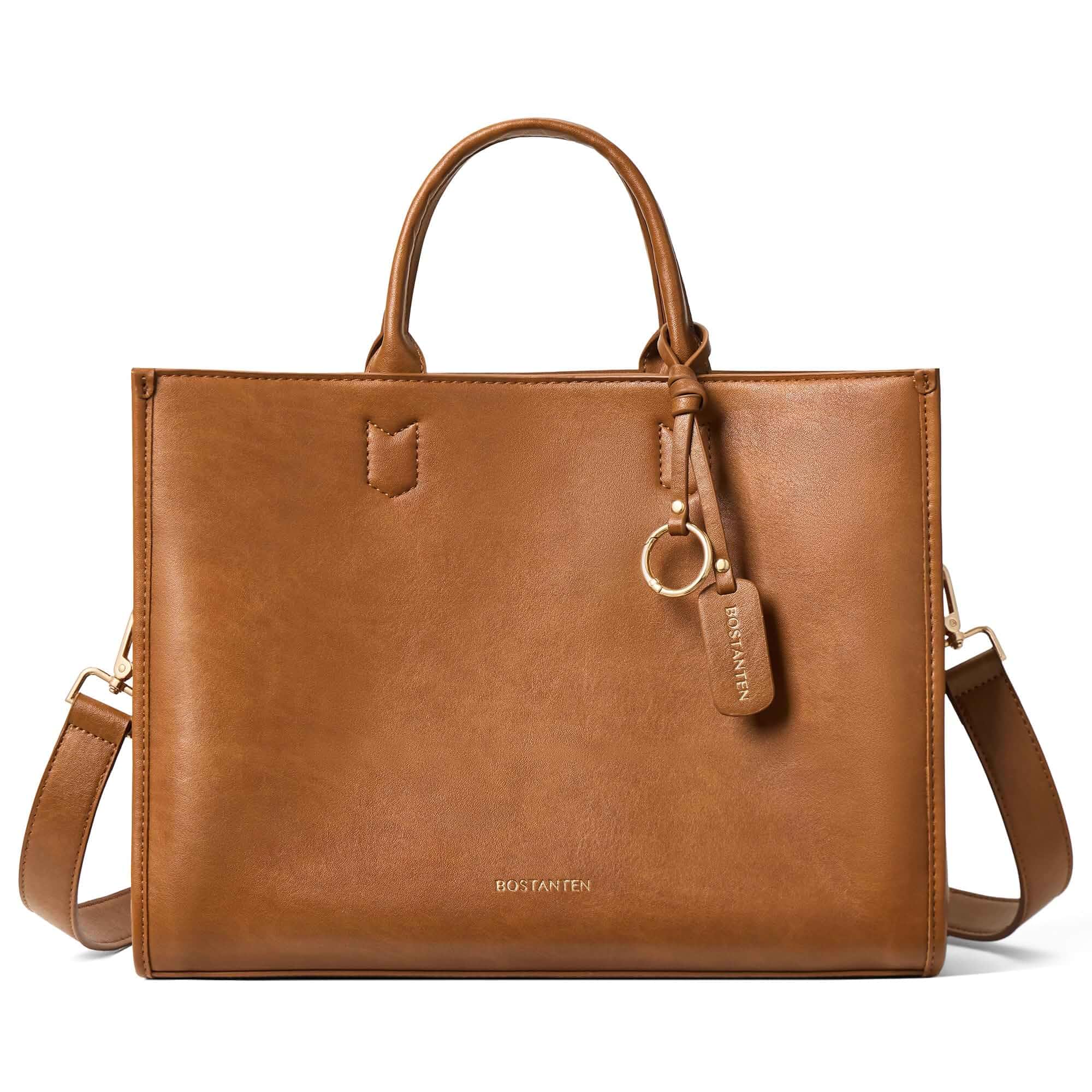 BOSTANTEN Handbags for Women Work Top Handle Purse Satchel Bags Three Compartments, Vegan Leather, Removable Strap, for Work Commute Everyday, Giftable Choice