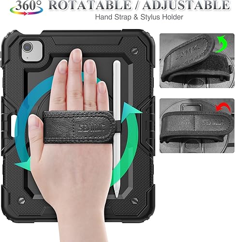 Miniatura 31 de SEYMAC stock Funda para iPad Air de 5ª/4ª generación/Pro 11 (4ª/3ª/2ª) con protector de pantalla para bolígrafo, correa de mano giratoria de 360°