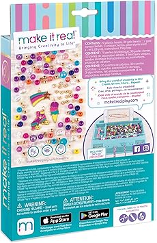 Make It Real: Rainbow Dream Jewelry Kit - Create 3 Unique Charm Bracelets & A Ring, 123 Pieces, Includes Play Tray, All-in-One, DIY Colorful Bead Jewelry Kit, Tweens & Girls, Arts & Crafts, Ages 8+