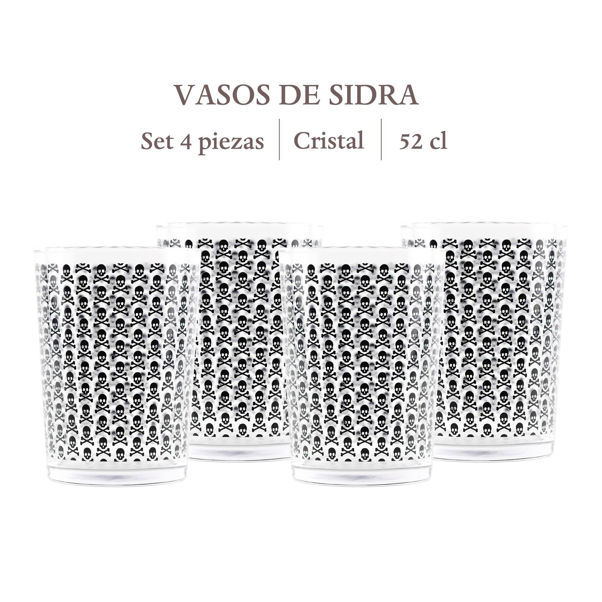 Scalpers - Set de 4 Vasos de Sidra Apto para Lavavajillas - Vidrio de Cristal