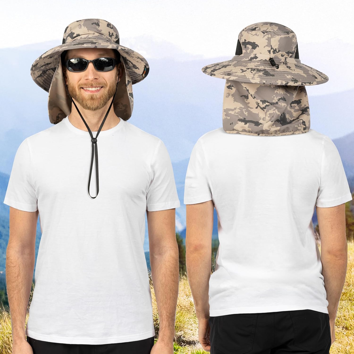 SUN CUBE Wide Brim Sun Hat Men Women, Fishing Hats Sun UV Protection, Mens Hiking Bucket Hat Safari Beach Boonie, UPF 50+ - Image 3