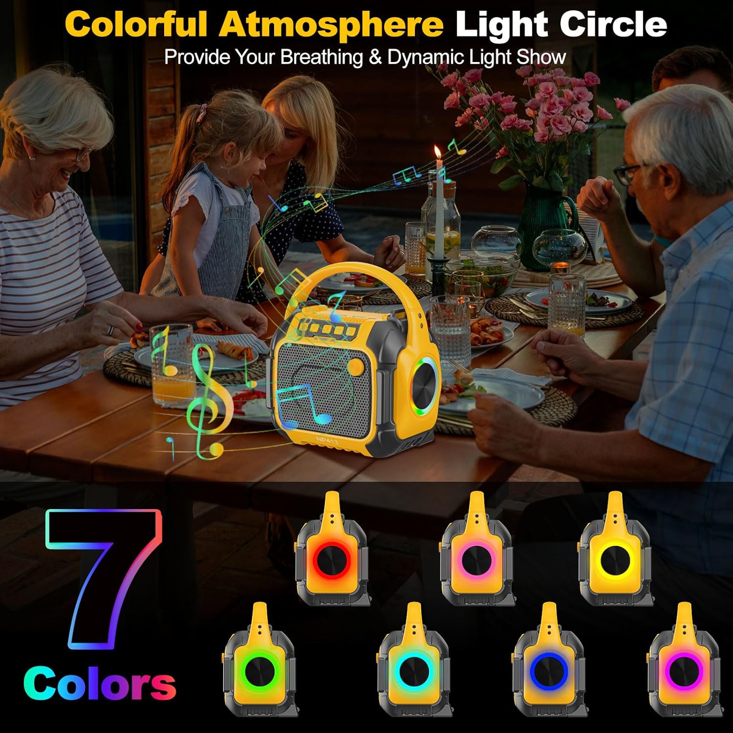 Portable Bluetooth Speaker Compatible for Dewalt 20V Battery(NO Battery), Wireless Speaker with FM Radio, 3.5mm AUX Audio Port, USB/Type C Charging & TF-Card Input, for Outdoor Jobsites Camping - Image 8