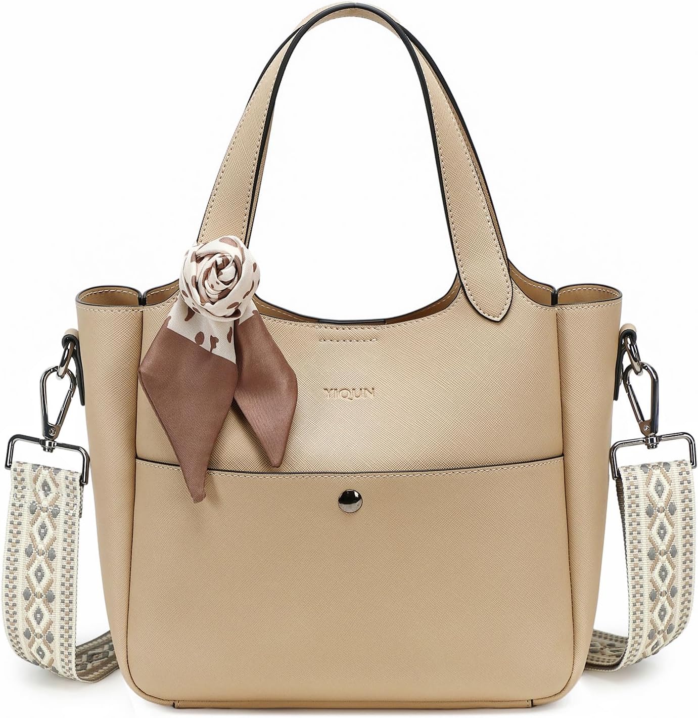 Tote Bag for Women PU Leather Bucket Purse for Women Top Handle Handbag Shoulder Bag wIth Detachable Small Purse
