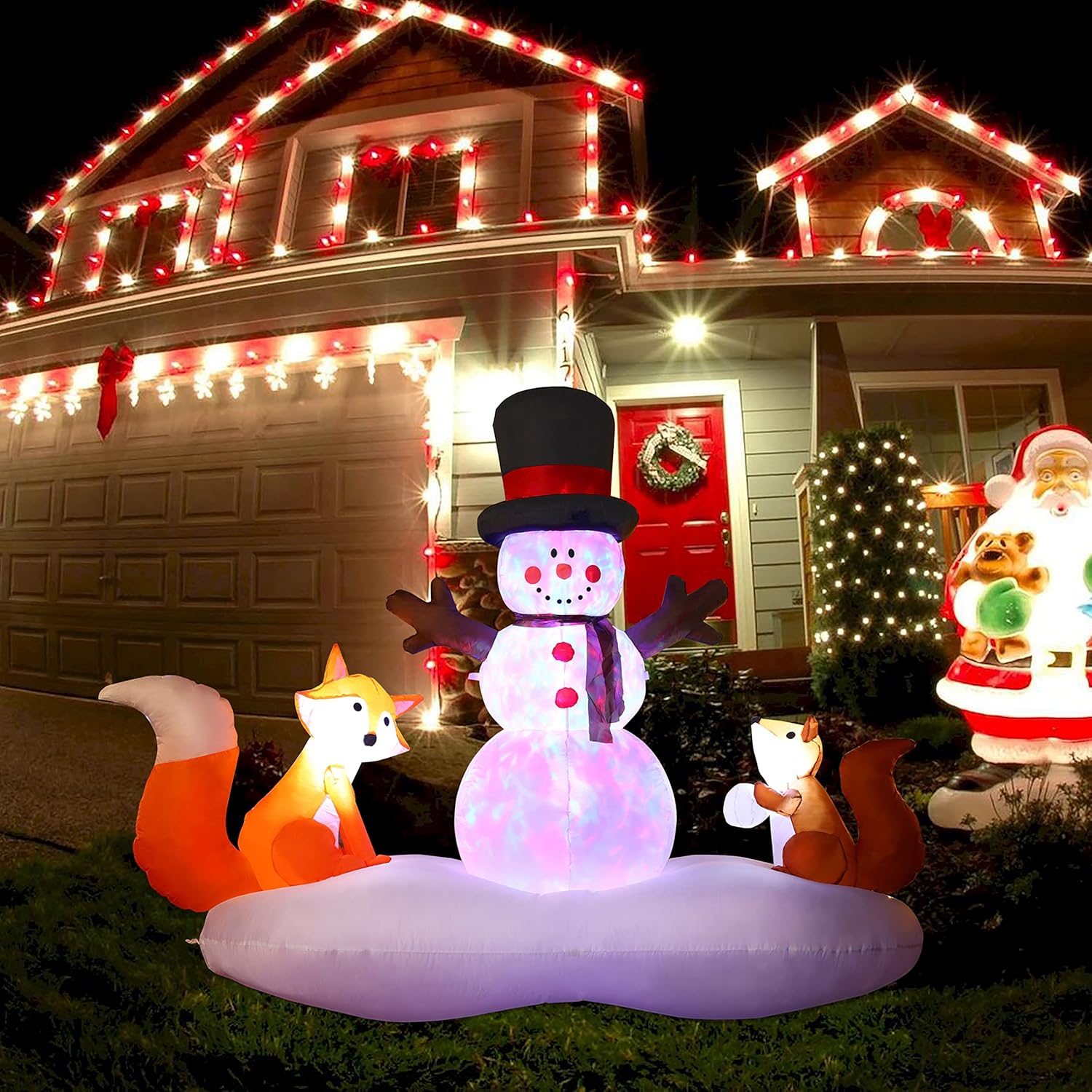 LuxenHome Christmas Inflatables, Lighted 6ft Snowman with