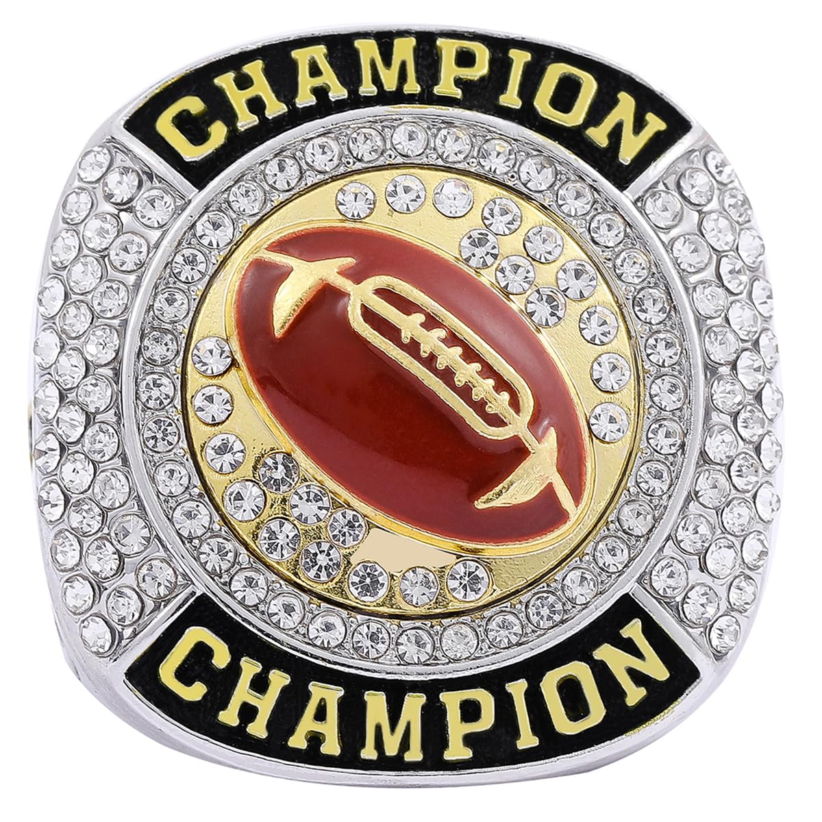 CHXIXUE Size 8 to 14 Football Championship Rings Football Finalist Ring Sport Ball Award Gift for Tournament or League Champion Winner