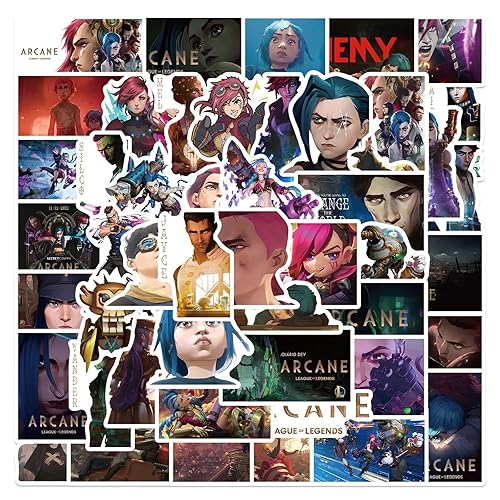 50Pcs Cartoon Arcane: League of Legends LOL Stickers for Water Bottle Cup Laptop Guitar Car Motorcycle Bike Skateboard Luggage Box Vinyl Waterproof Graffiti Patches JHSL - A