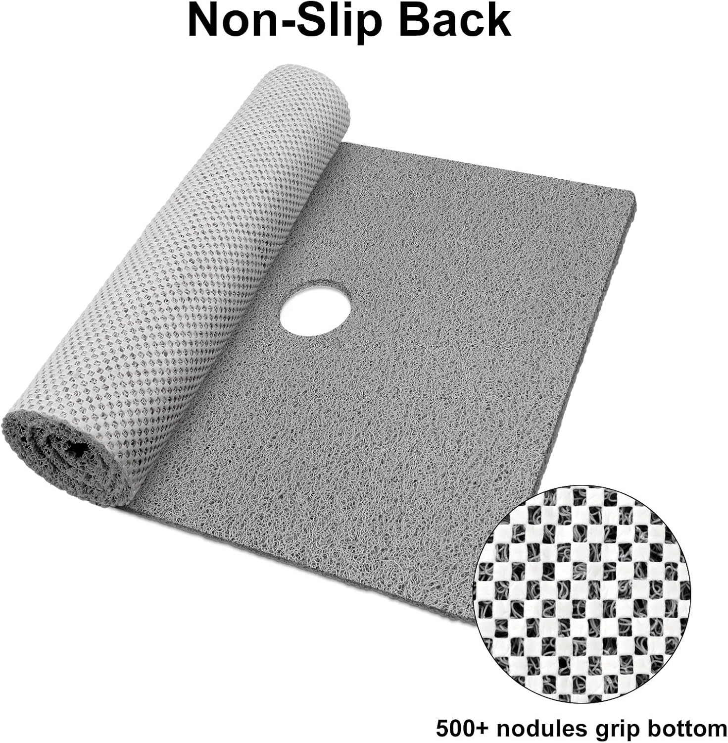 Extra Large Square Shower Mat, Yonala 36 x 36 Inch Non Slip Shower Mats for Inside Shower, Soft PVC Loofah Shower Floor Mat with Central Drain Hole, Quick Drying, Easy Clean