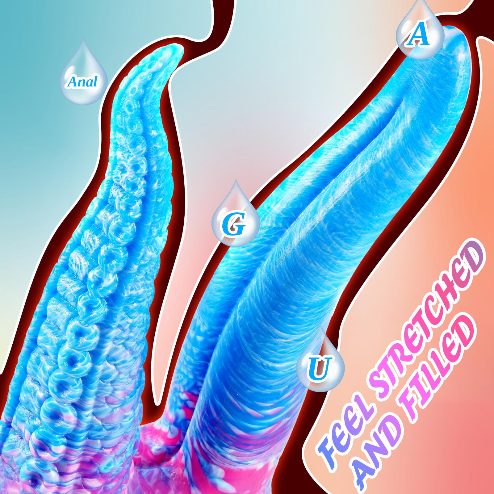 Dildo doble de 21.5 cm con tentáculos de monstruo, realista, grande, de silicona, con base de succión fuerte, dildo doble con lengua, juguete para lesbianas