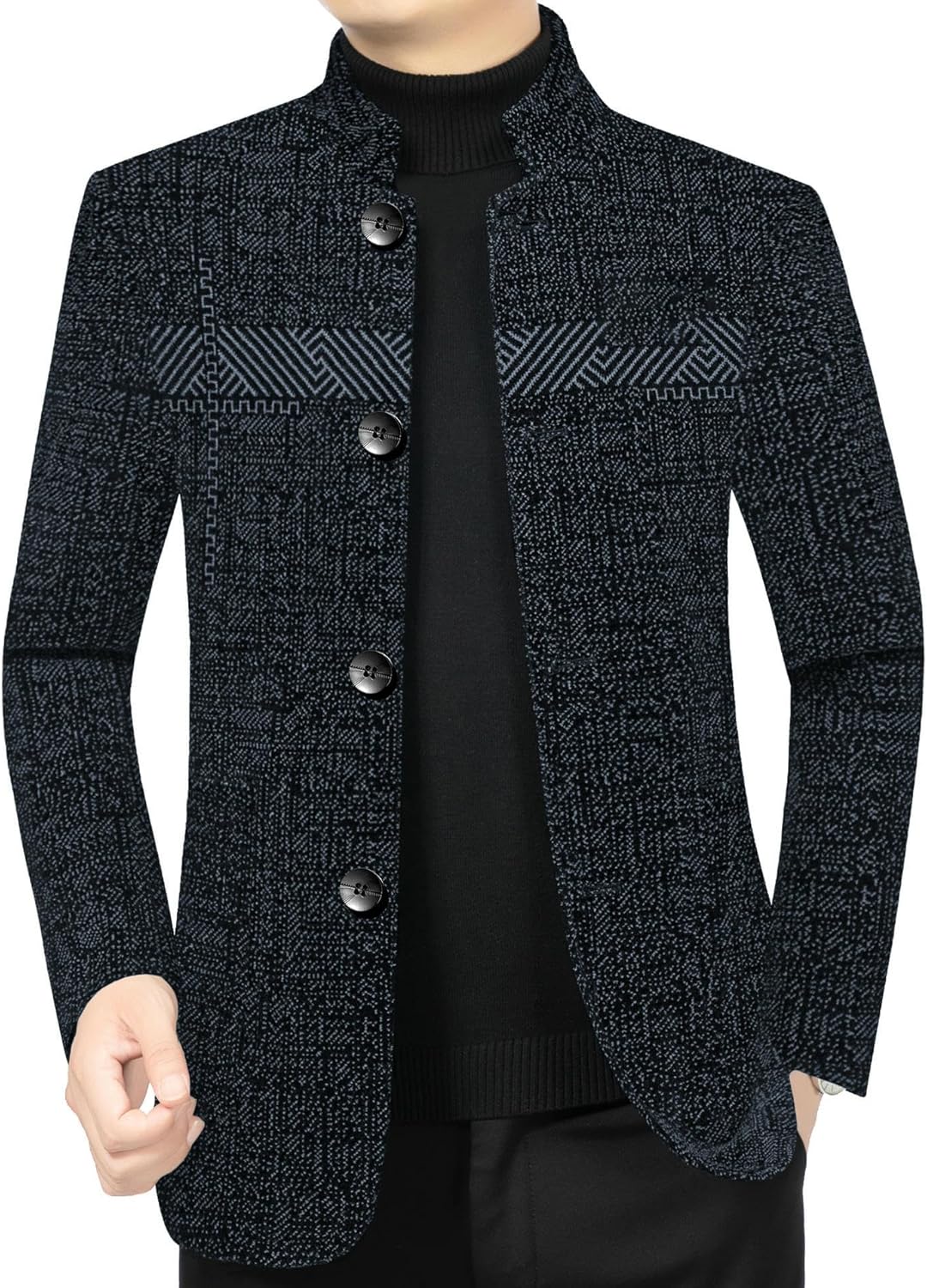 Men’s Autumn Winter Stand-collar Middle-aged Thick Warm Trendy Jacket