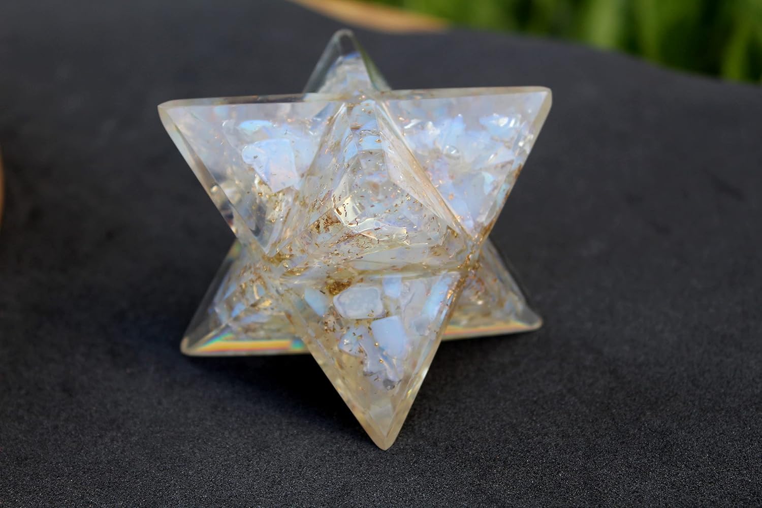 Jet Authentic Large 4 Inch Orgone Merkaba Gemstones Copper Metal Mix Rare Healing Positive Energy Tetrahedron (Opalite) : Health & Household