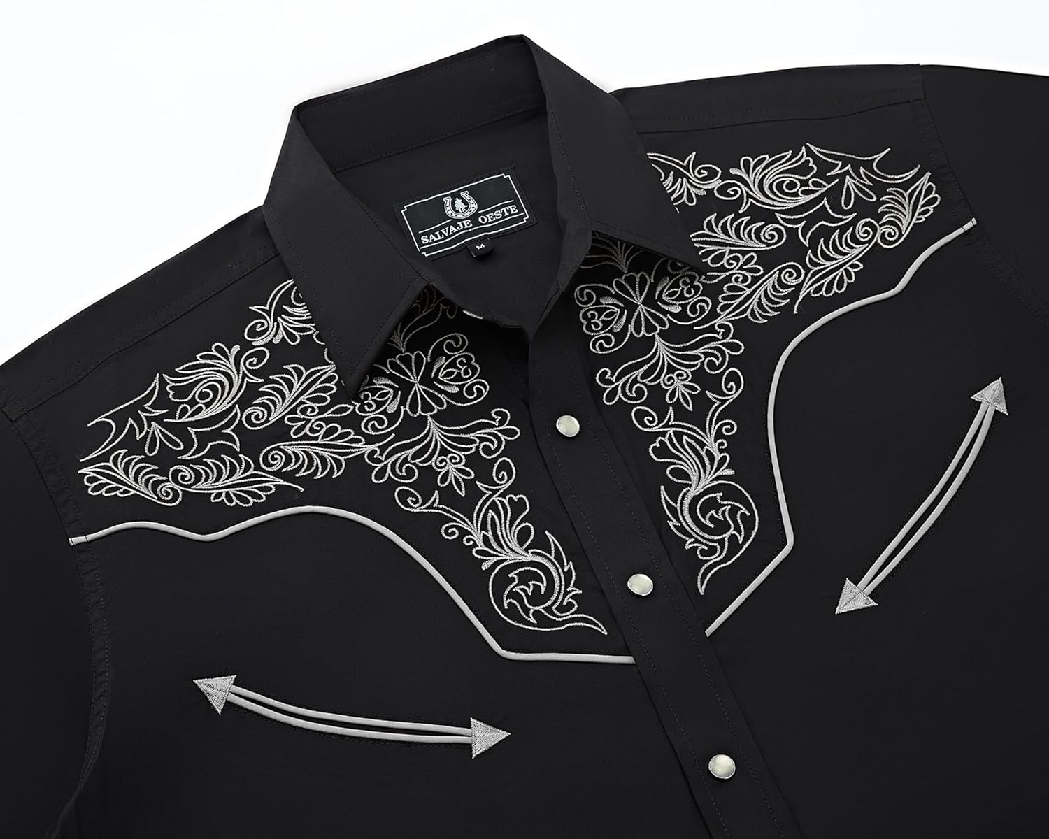 SALVAJE OESTE Men's Western Cowboy Shirt Embroidered Long Sleeve Casual Snap Button Down Shirt - Image 2