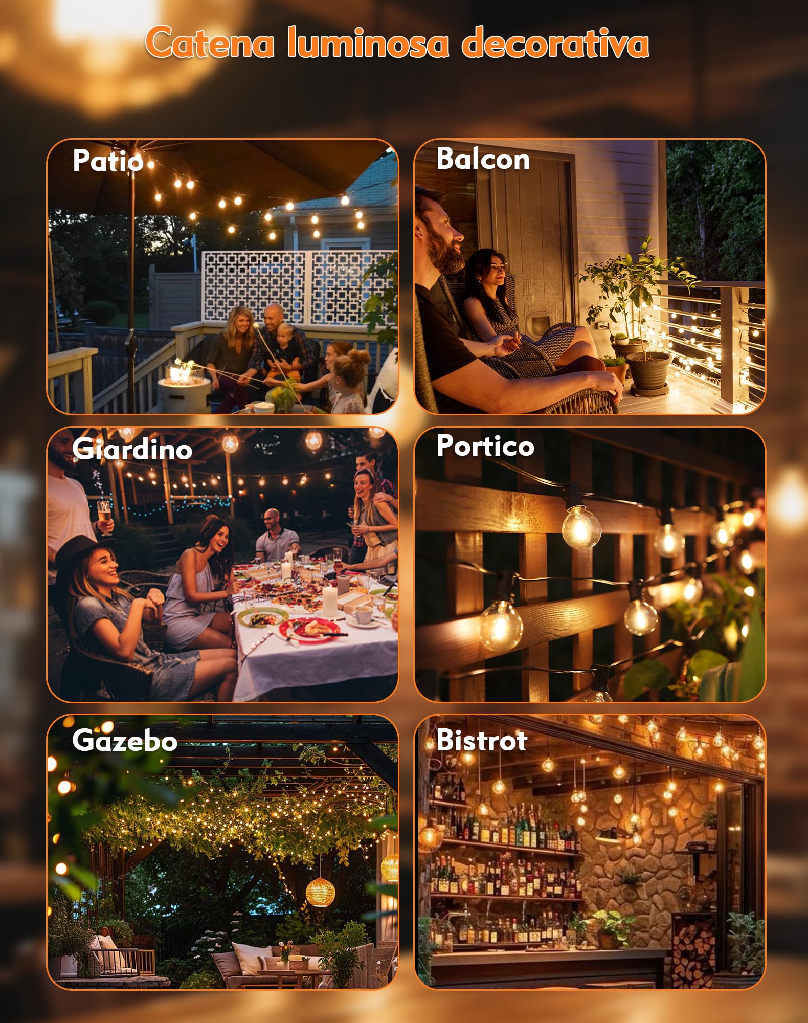 Catena Luminosa Esterno Solare, 18M Luci Solari Esterno Giardino con 30+4 G40 LED Plastica Lampadine, Bianco Caldo Impermeabile Catena Luci Solari con Telecomando per Festival, Feste, Giardini