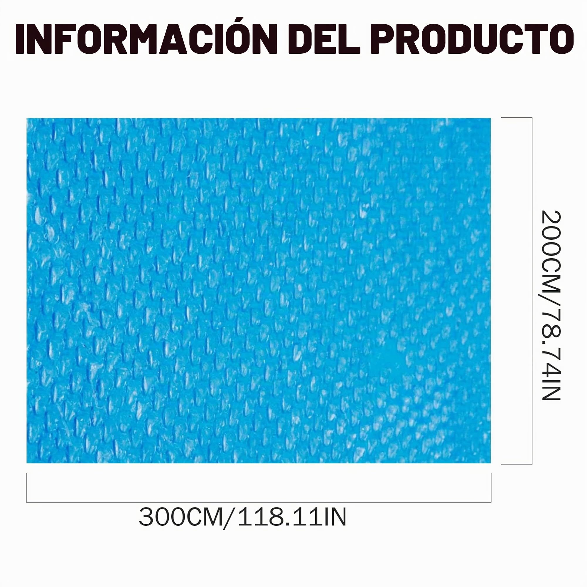 Cubierta Solar para Piscina elevada, Cubiertas solares rectangulares para Piscinas, Manta de PE de Burbujas en Forma de corazón para Piscina subterránea o elevada, 300x200 cm