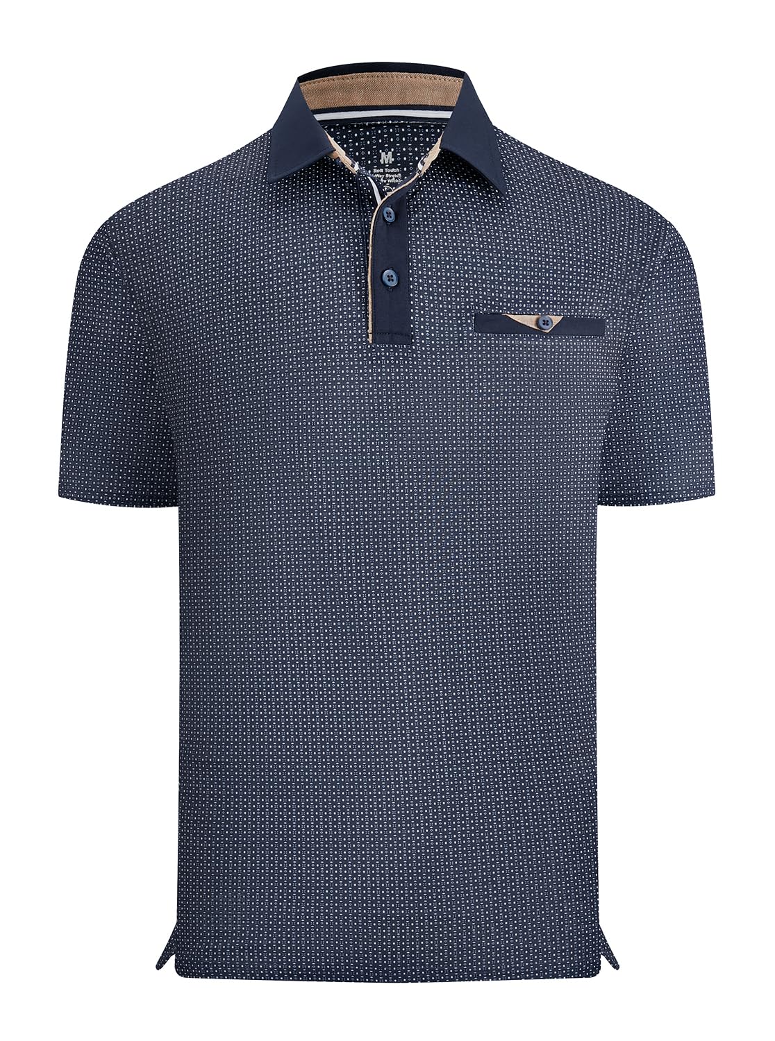 Damipow Golf Shirts for Men Dry Fit Short Sleeve Print Collared Polo Shirt