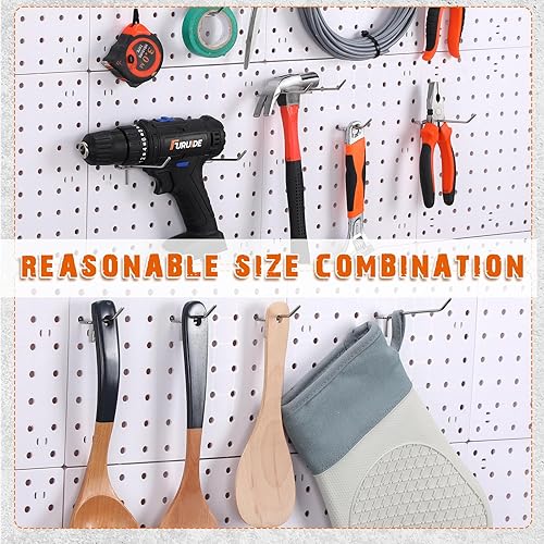 Miniatura 5 de Zonon 400 ganchos de metal galvanizado para tablero de clavijas de 2 y 4 pulgadas, ganchos de metal galvanizado para tablero de clavijas de 18