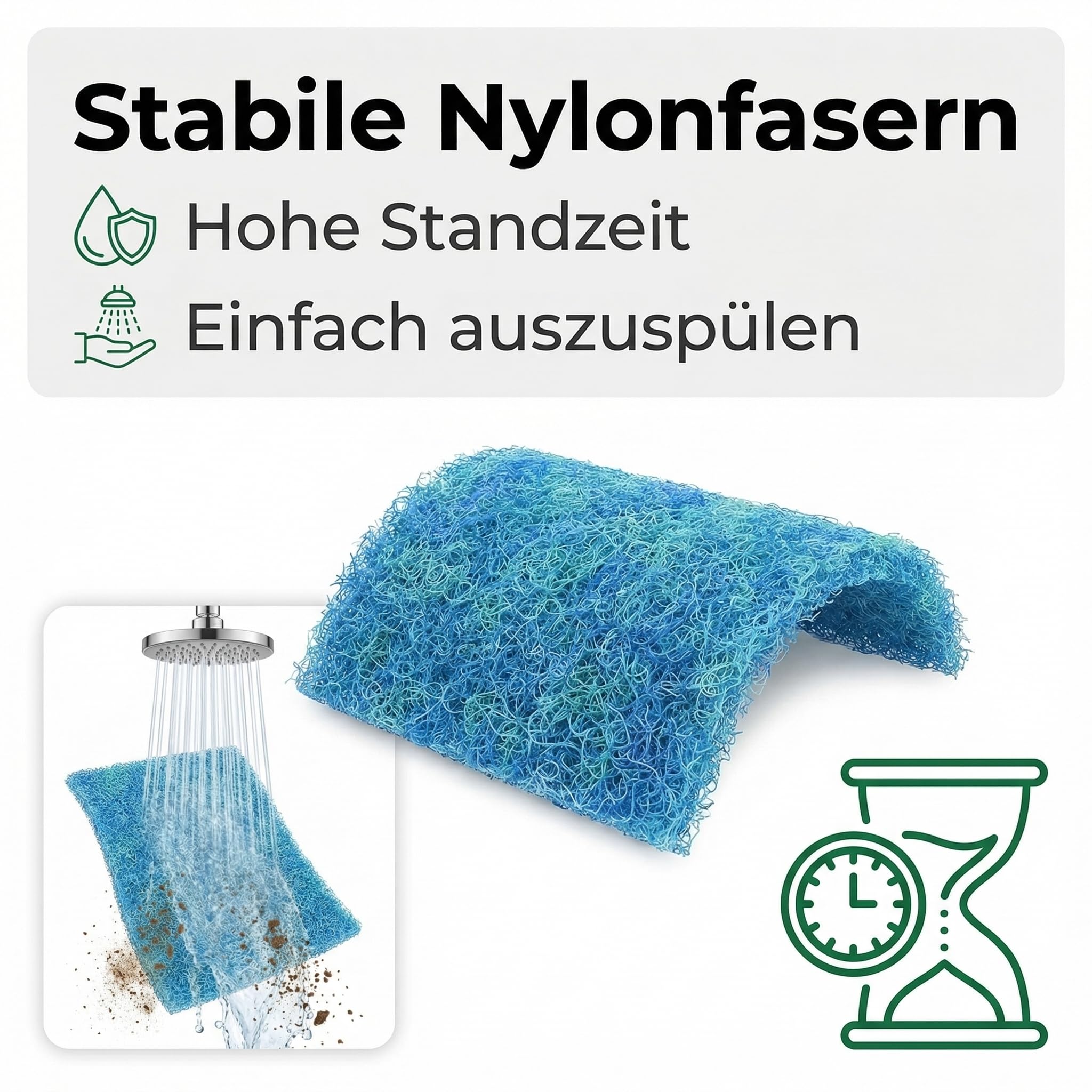 Pondlife Japanmatte Filtermatte für Teichfilter, grob, 120 x 100 x 3,8 cm, Nylon Blau, zuschneidbar