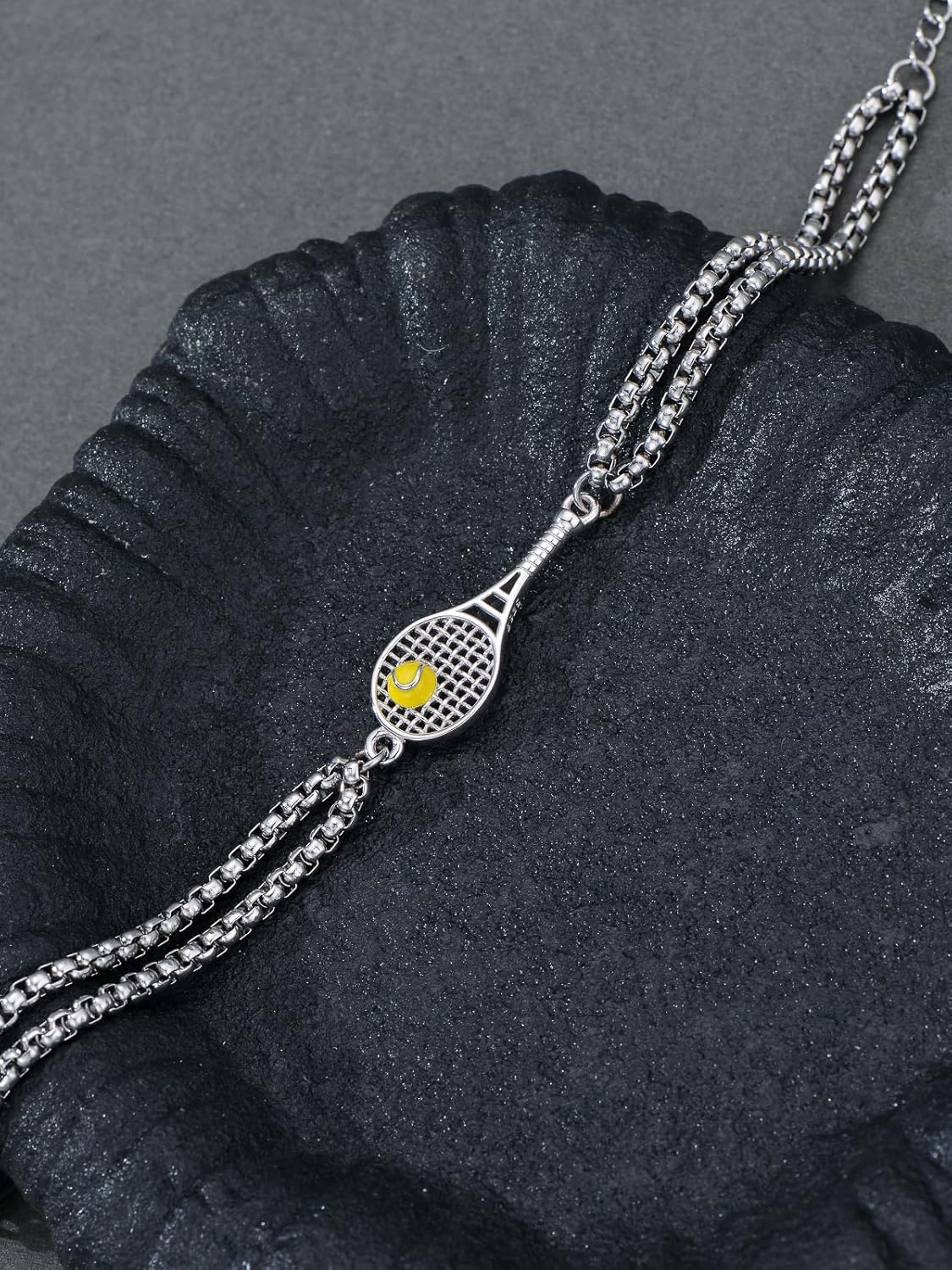 Sports Bracelet Gifts 925 Sterling Silver Baseball/Basketball/Football/Soccer/Volleyball/Golf/Tennis/Hockey Bracelet for Men Women - Image 3