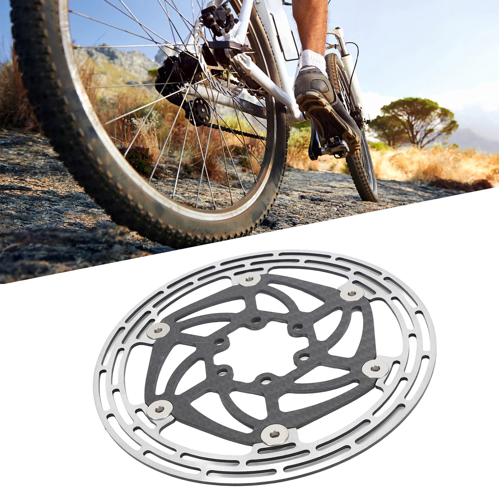 Rotor de Freno de Disco de Bicicleta, Diseño Flotante de Alta Resistencia para Bicicleta de Montaña y Carretera, Acero de Fibra de Carbono de 6 Pernos, 1 Paquete