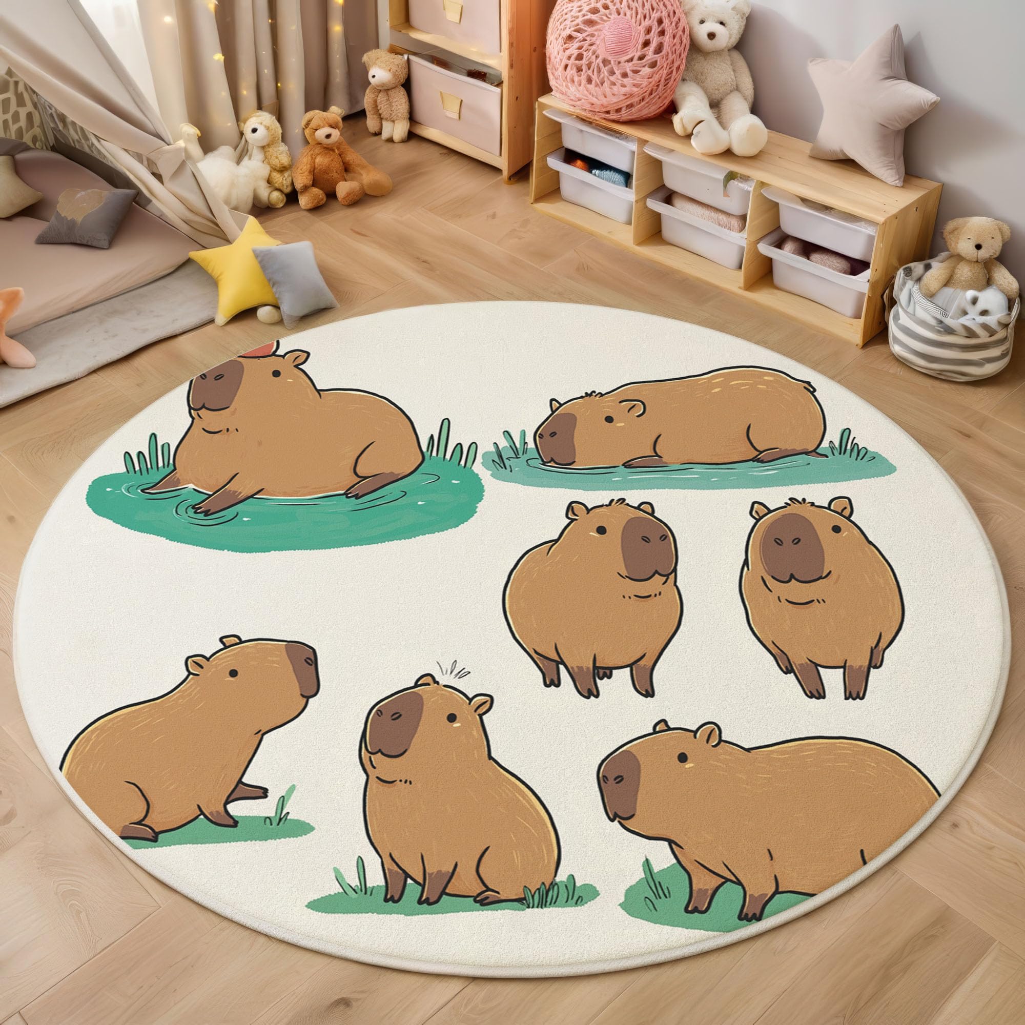 Tapis capybara lavable résistant aux bruits pour grand salon