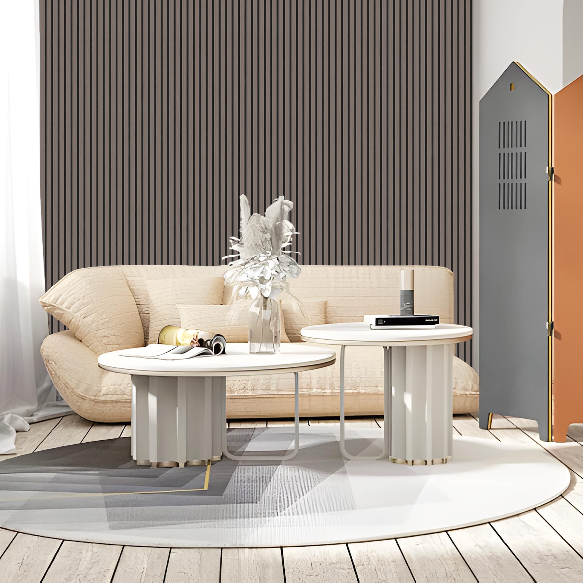 120 x 60 cm, drewniane panele akustyczne, zestaw 2 sztuk, panele ścienne z fornirem z prawdziwego drewna, ściana lamelowa do okładzin ściennych i wygłuszenia, izolacja akustyczna do salonu