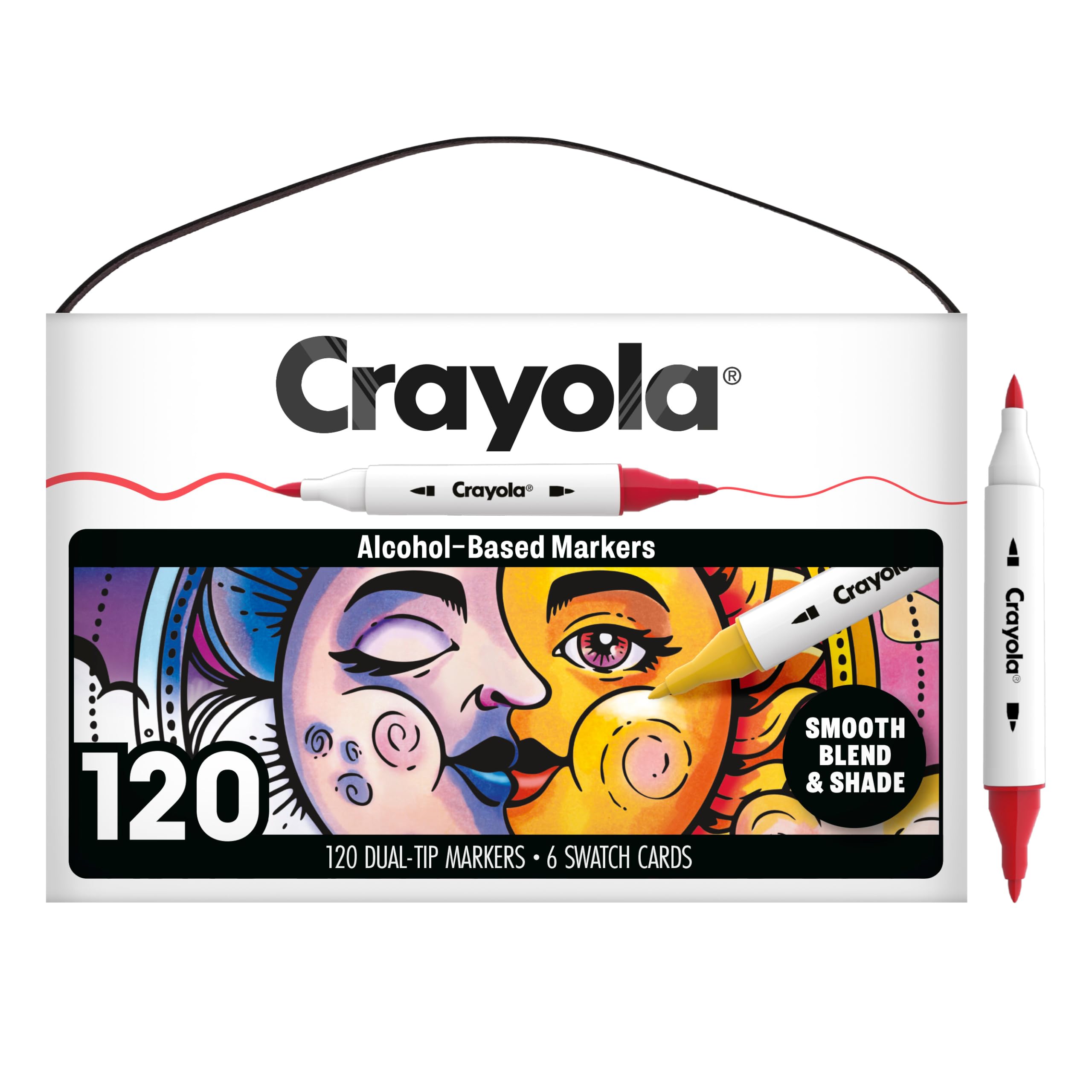 Photo 1 of Crayola Dual-Tip Alcohol Marker Set for Adults (120ct), Bulk Adult Coloring Book Markers for Blending, Shading & Layering, Fine & Brush Tips [Amazon Exclusive]