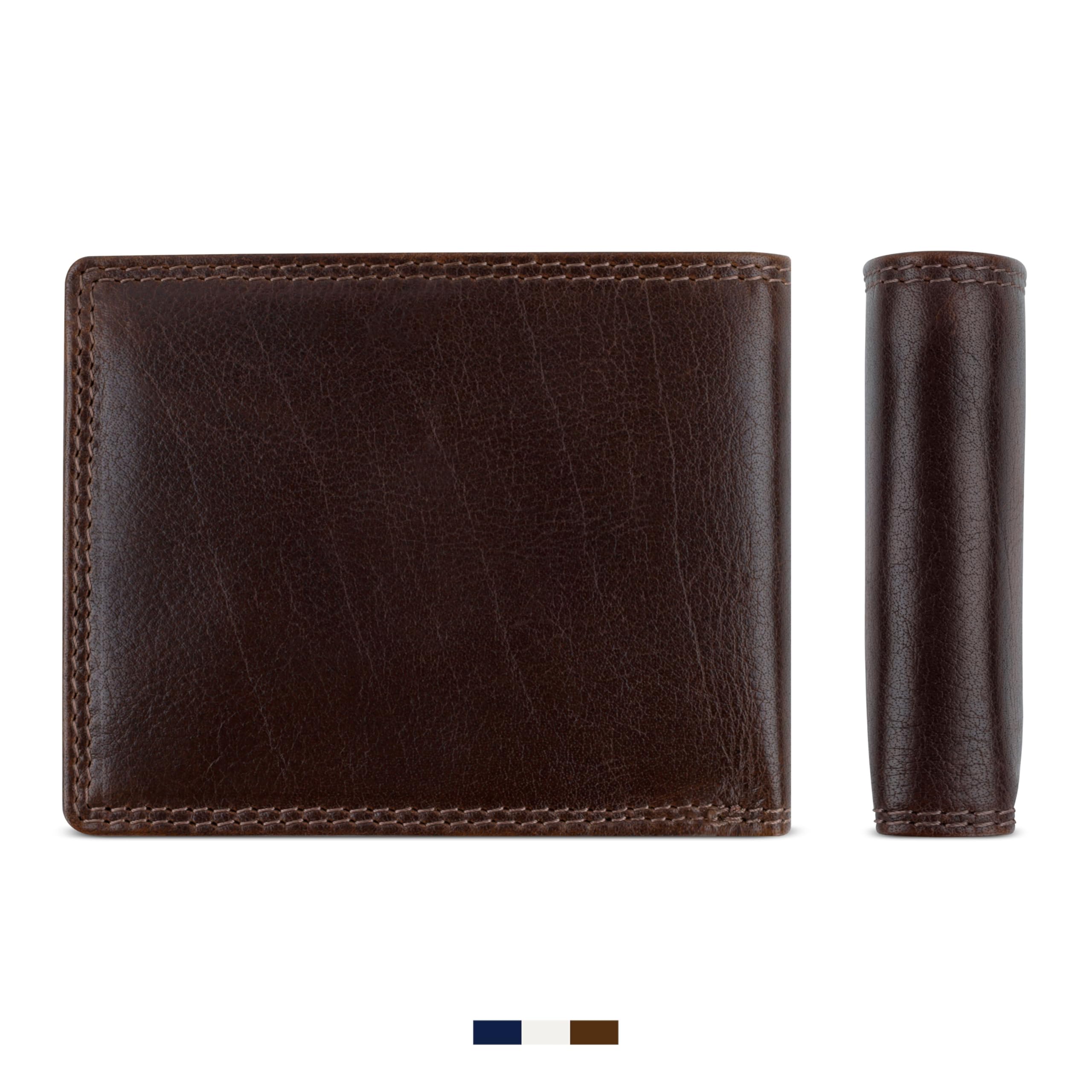 bugatti Savona Portafoglio in pelle di bufalo conciata al vegetale, RFID, formato orizzontale, da uomo - Marrone