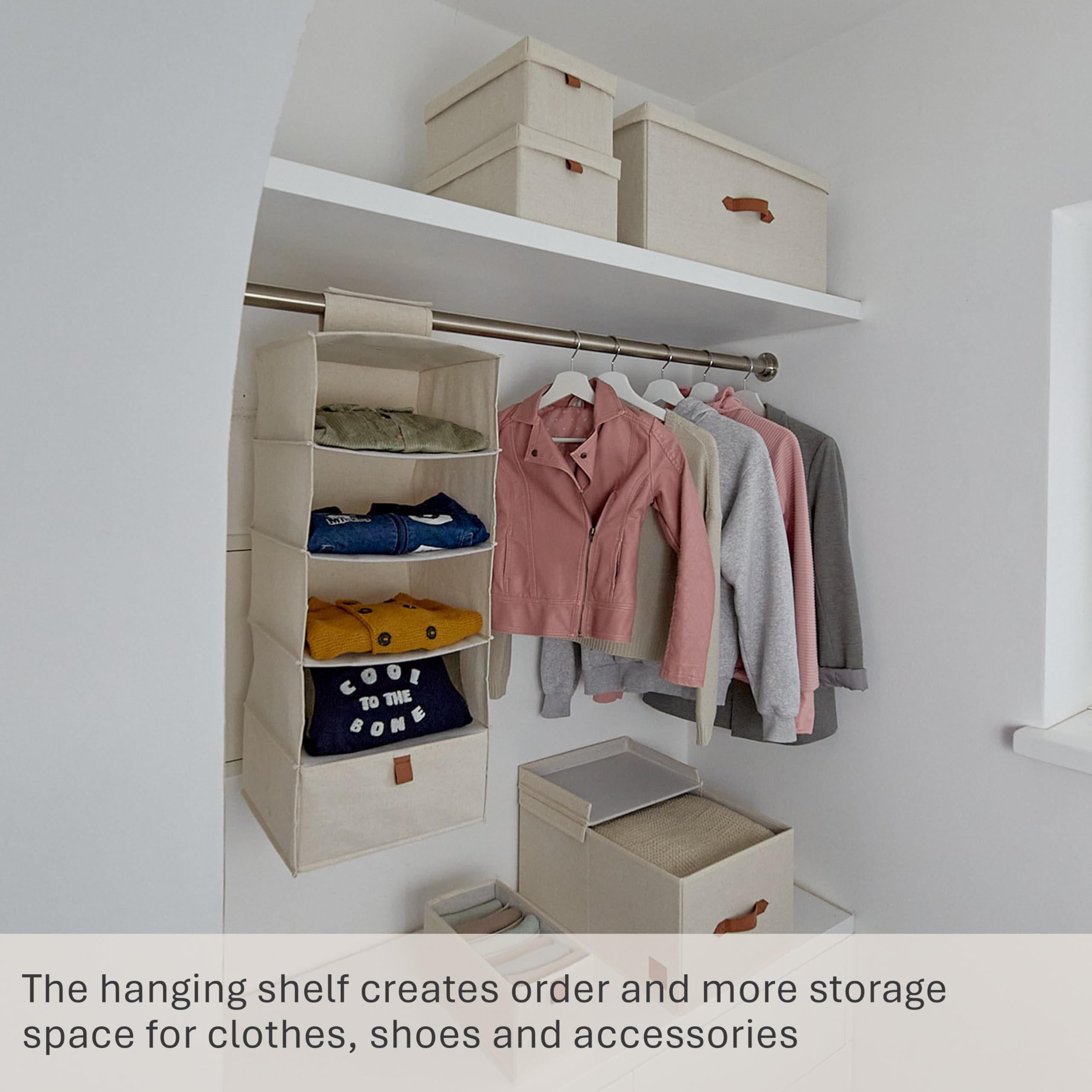 DIMJ 8 Pezzi Organizer Cassetti Armadio - Divisori Per Cassetti Intimo Non Tessuto, Organizzatore Armadio Scatola Pieghevole Salvaspazio per Calzini, Mutande, Cravatte, Oggetti Vari (Beige Chiaro