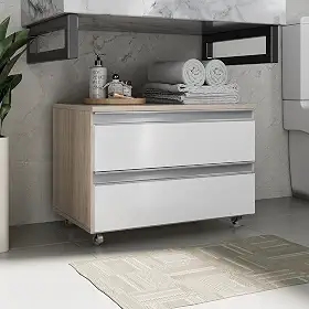 Gabinete Joia 60cm 02 Gavetas Madeirado Branco