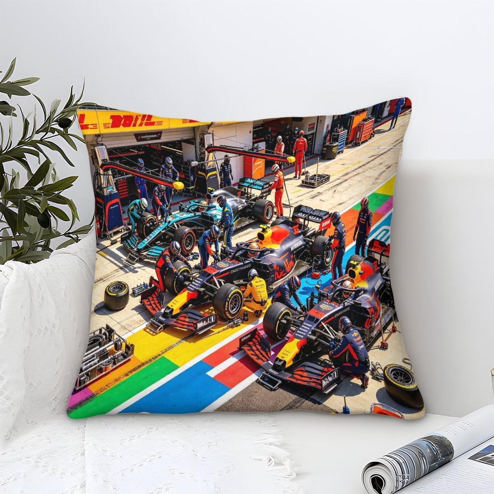 3U6C4M9K Formulaa Racing Throw Pillow Covers 40x40cm, Pit Stop Pillow Cases Decorative Modern Square Cushion Cases for Sofa Couch Car Bed Home Decor