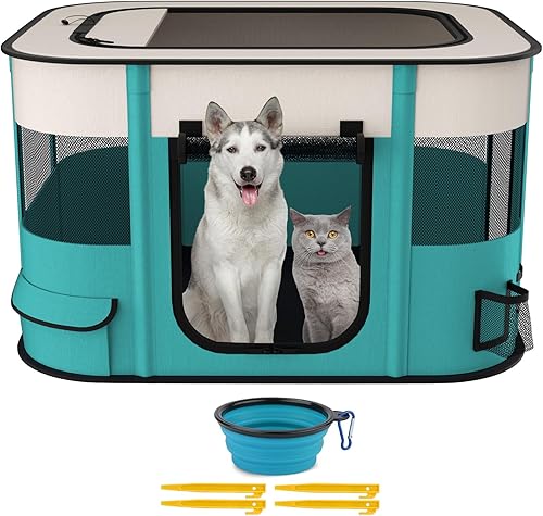 Corralito plegable para mascotas, 35.4 in* 35.4 in, impermeable, portátil, jaula para perros y gatos, tienda de campaña de ejercicio para mascotas,