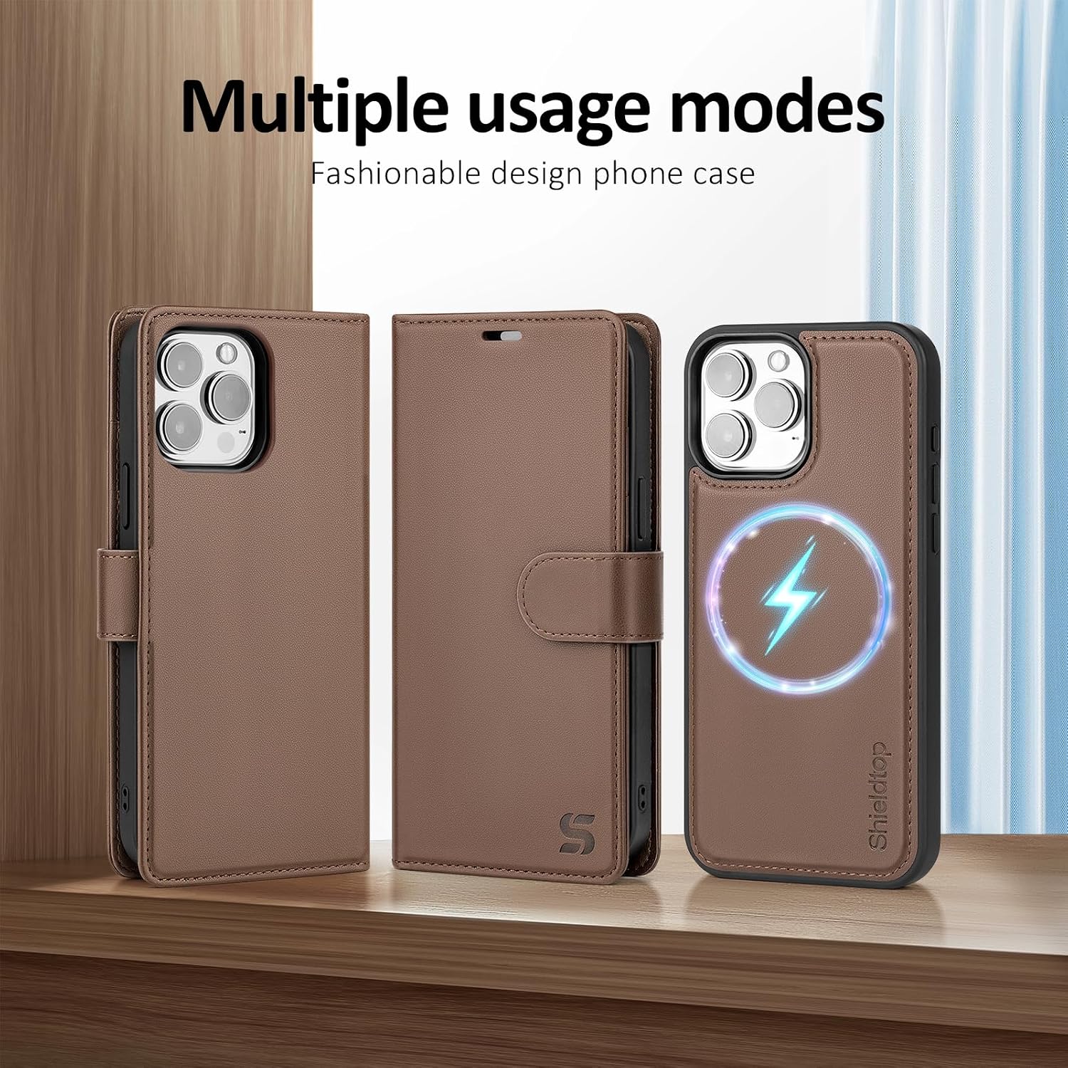 Shieldtop Compatible with Magsafe Magnetic 2 in 1 Detachable iPhone 14 Pro Max Wallet Case with Card Holder Credit Slots Men Women,PU Leather RFID Blocking Flip Kickstand for Apple 14 Pro Max,Coffee