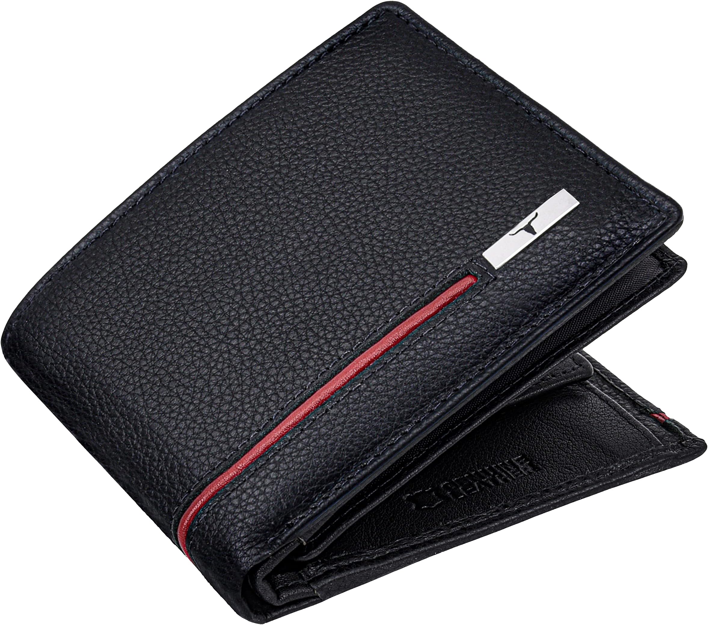 Stag Black/Red Leather Wallet for Men