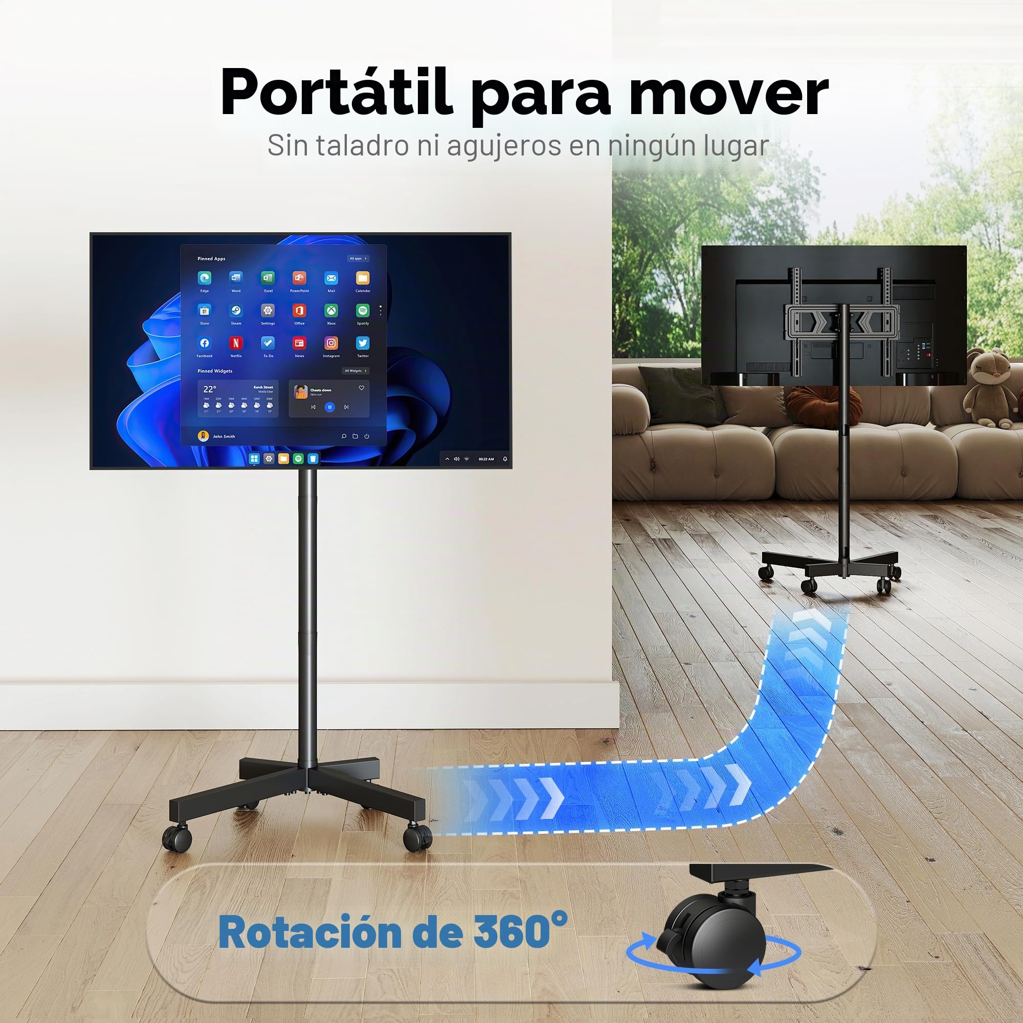 XINLEI Soporte TV Ruedas para Television de 23 a 60 Plasma/LCD/LED, Soporte TV Suelo Ajustable en 5 Niveles, VESA máx. 400 x 400 mm hasta 35 kg