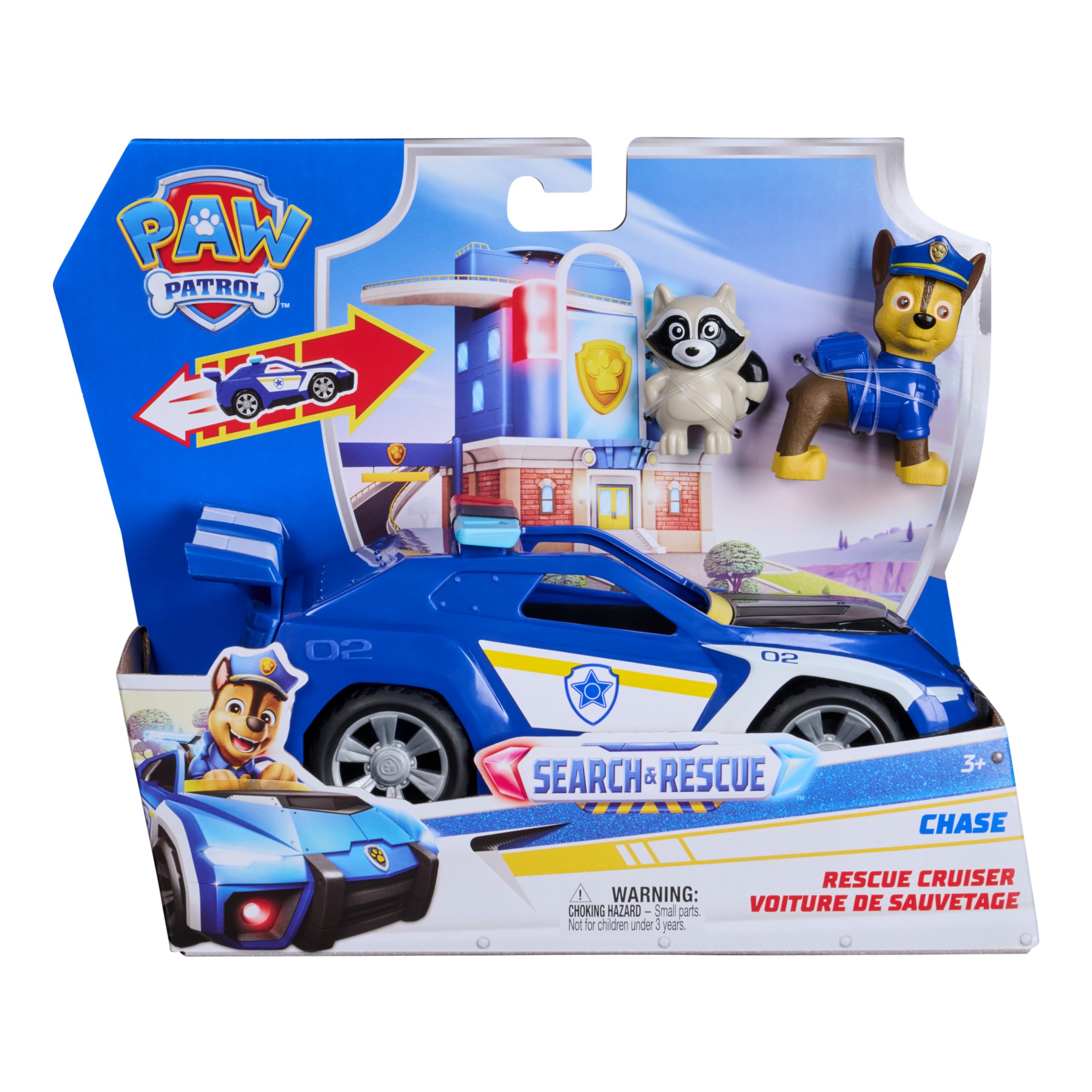 Paw Patrol - Pat Patrouille - Véhicule Figurine Chase Search & Rescue Mission Détectives - Voiture Figurine À Collectionner - Pat Patrouille Jouet - Voiture Enfant - Jouet Enfant 3 Ans Et +