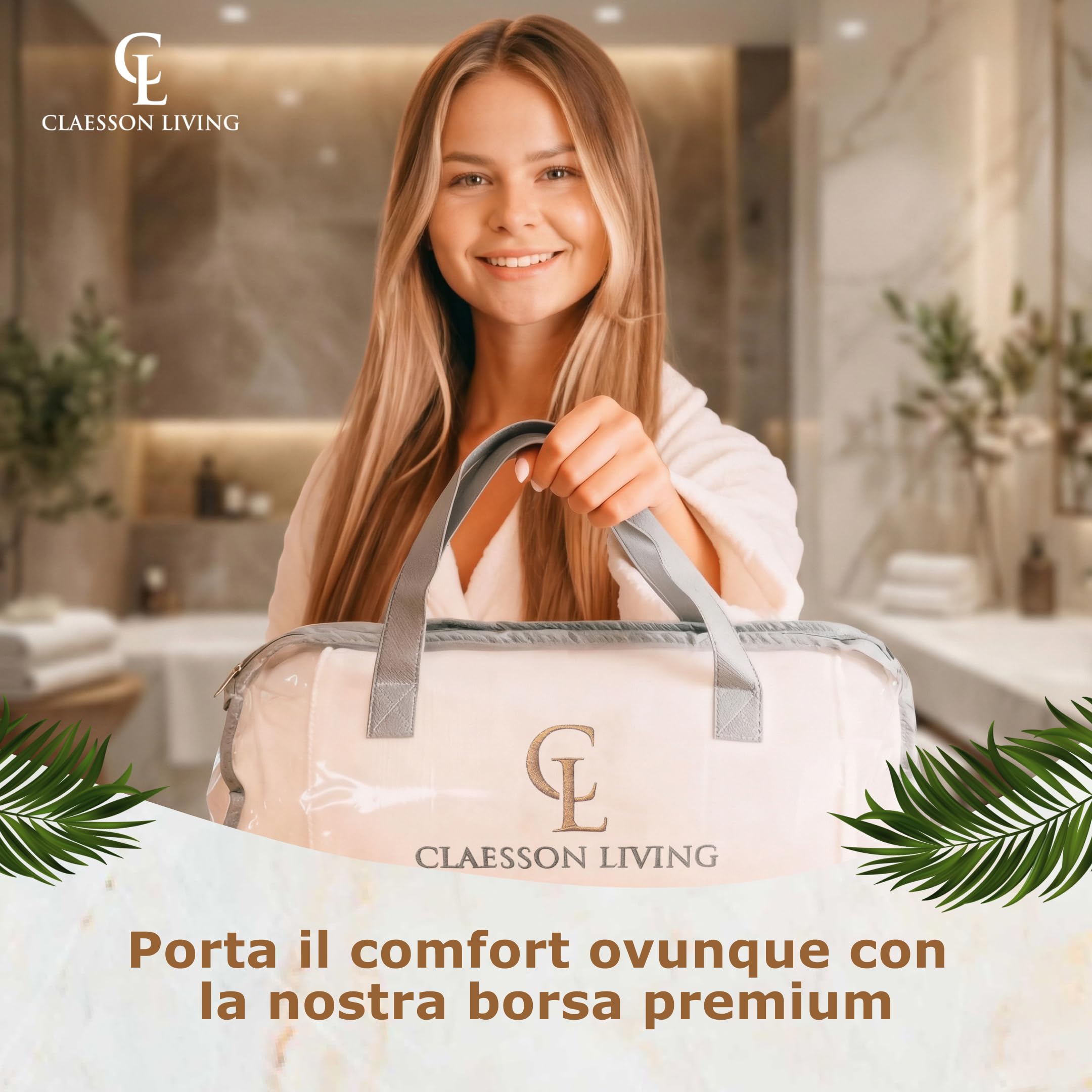 Cuscino Vasca da Bagno per Tutto il Corpo (152x56cm) – Cuscino Bagno con ventose e Poggiatesta (11cm); Supporta Collo, Schiena e Gambe – Incl. borse Lavaggio/Viaggio e Gancio Asciugatura – Bianco