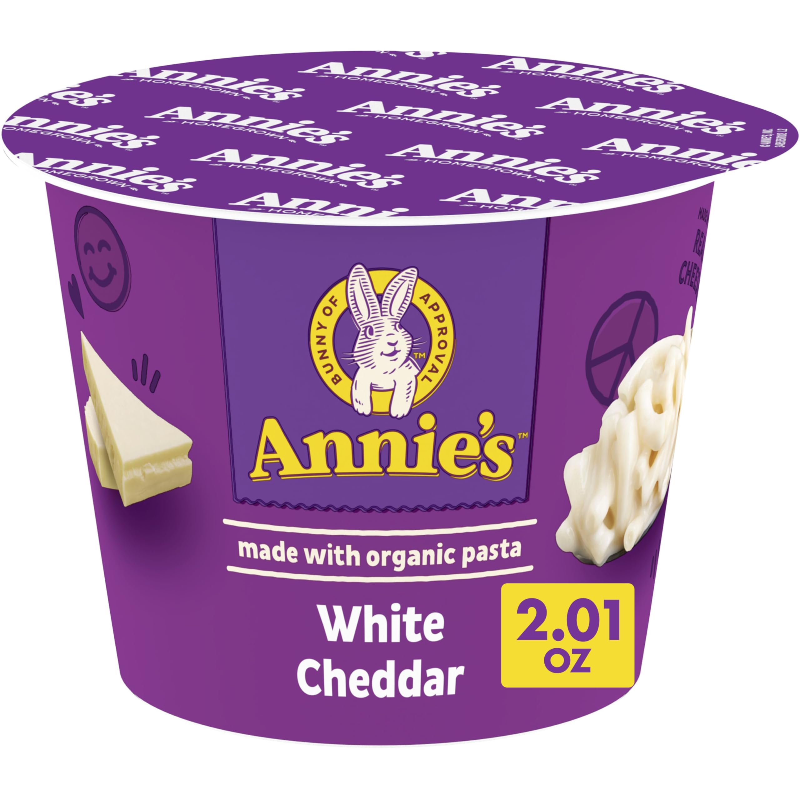 Annie's Organic White Cheddar Macaroni and Cheese, Microwavable Cup, 2.01 oz