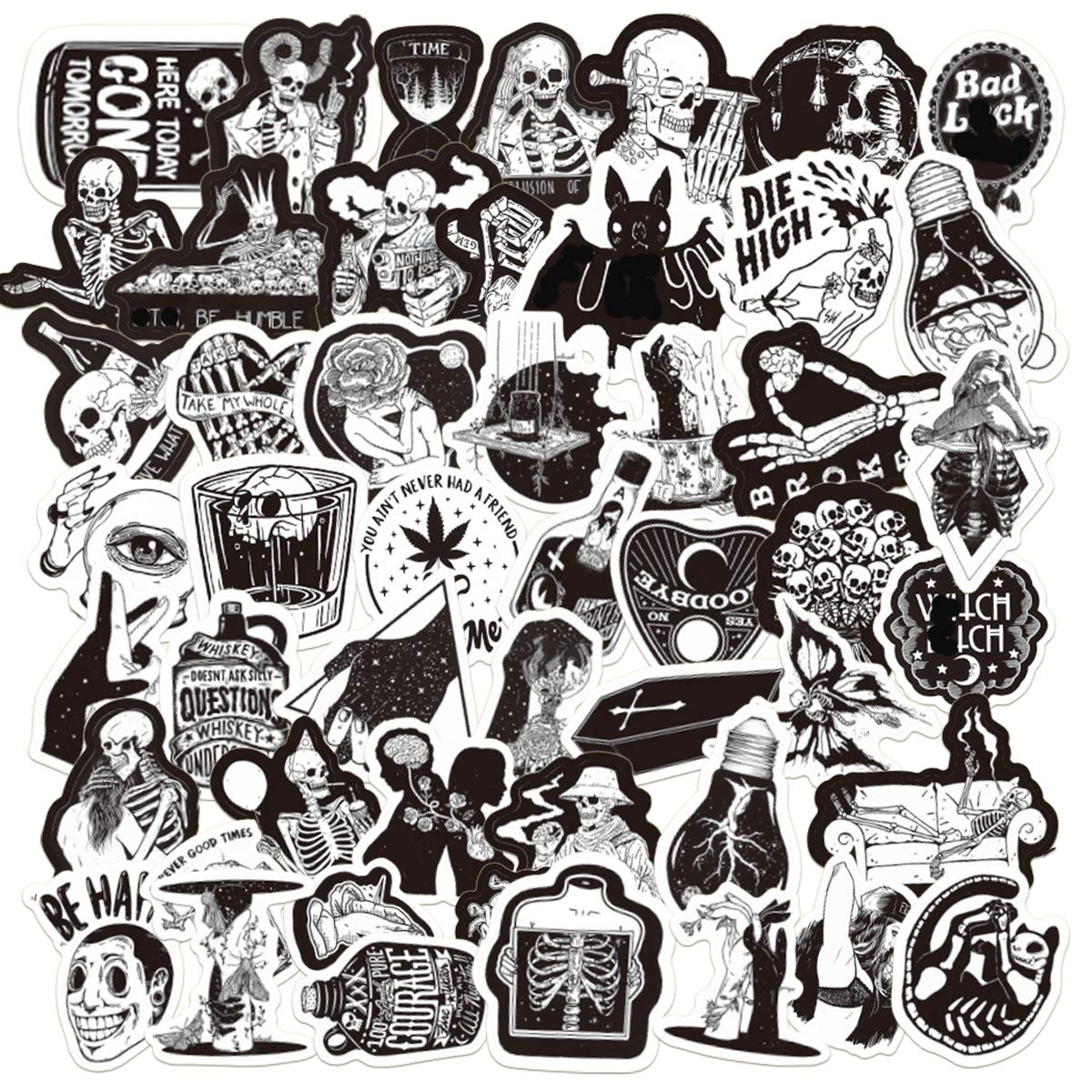 Edgy Gothic Stickers| 50 PCS |Vinyl Waterproof Stickers for Laptop,Bumper,Skateboard,Water Bottles,Computer,Phone, Stickers for Adult and Teens,So Cool(Gothic-50-4)