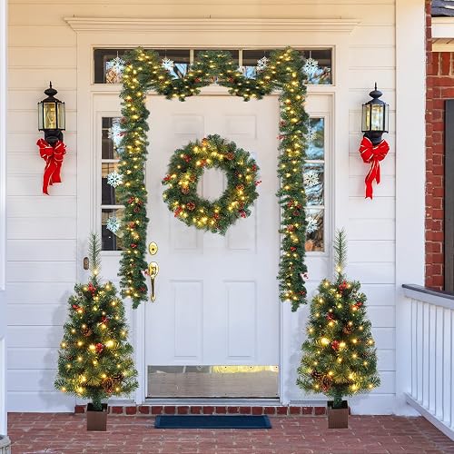 VINGLI 5 Piece Pre Lit Christmas Decoration Set with LED