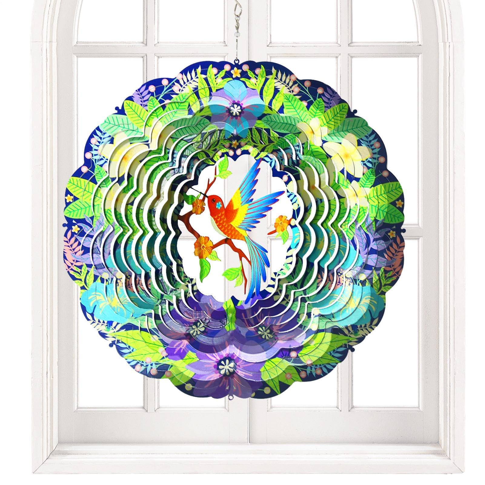 Ornement de Noël colibri wind spinner en métal à suspendre au jardin