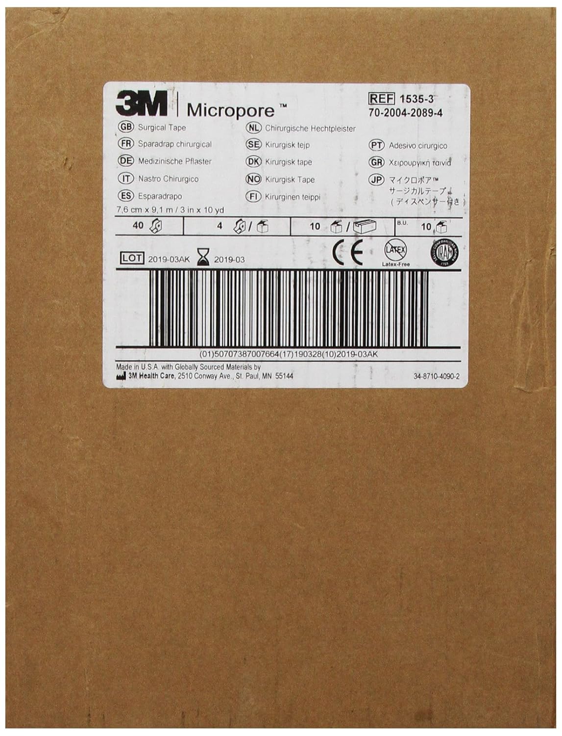 3M 1535-3 Micropore Medical Tape (Pack of 4)