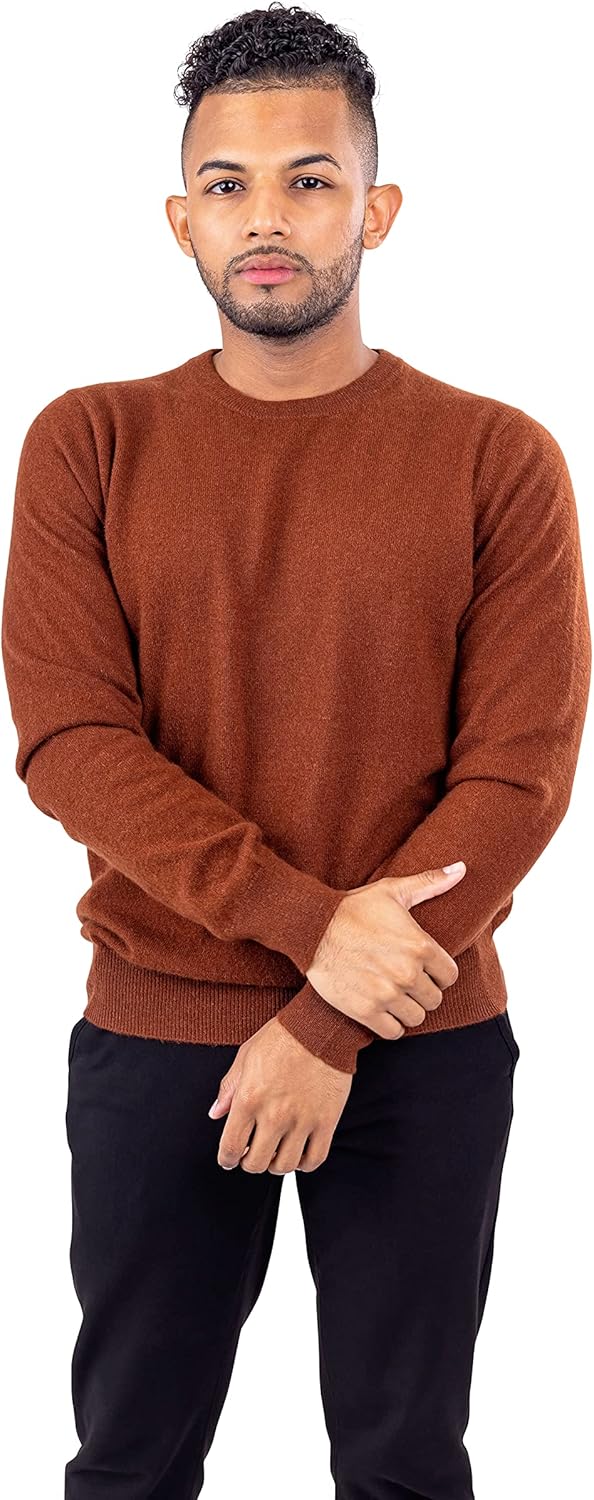 Velanio Cashmere Men’s Crewneck Pullover Sweater – Fashionable, Comfortable Sweater for Men Made from 100% Cashmere