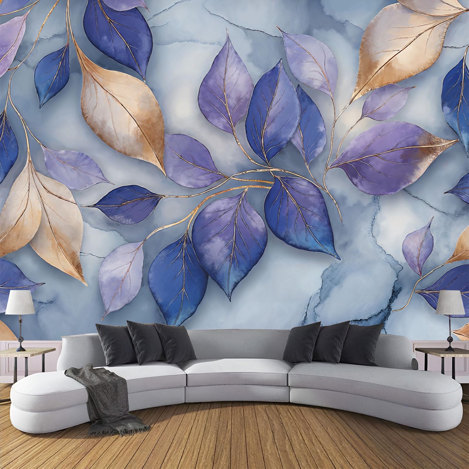 Papier peint panoramique 3D violet 400x280 cm pour chambre d'enfant et salon