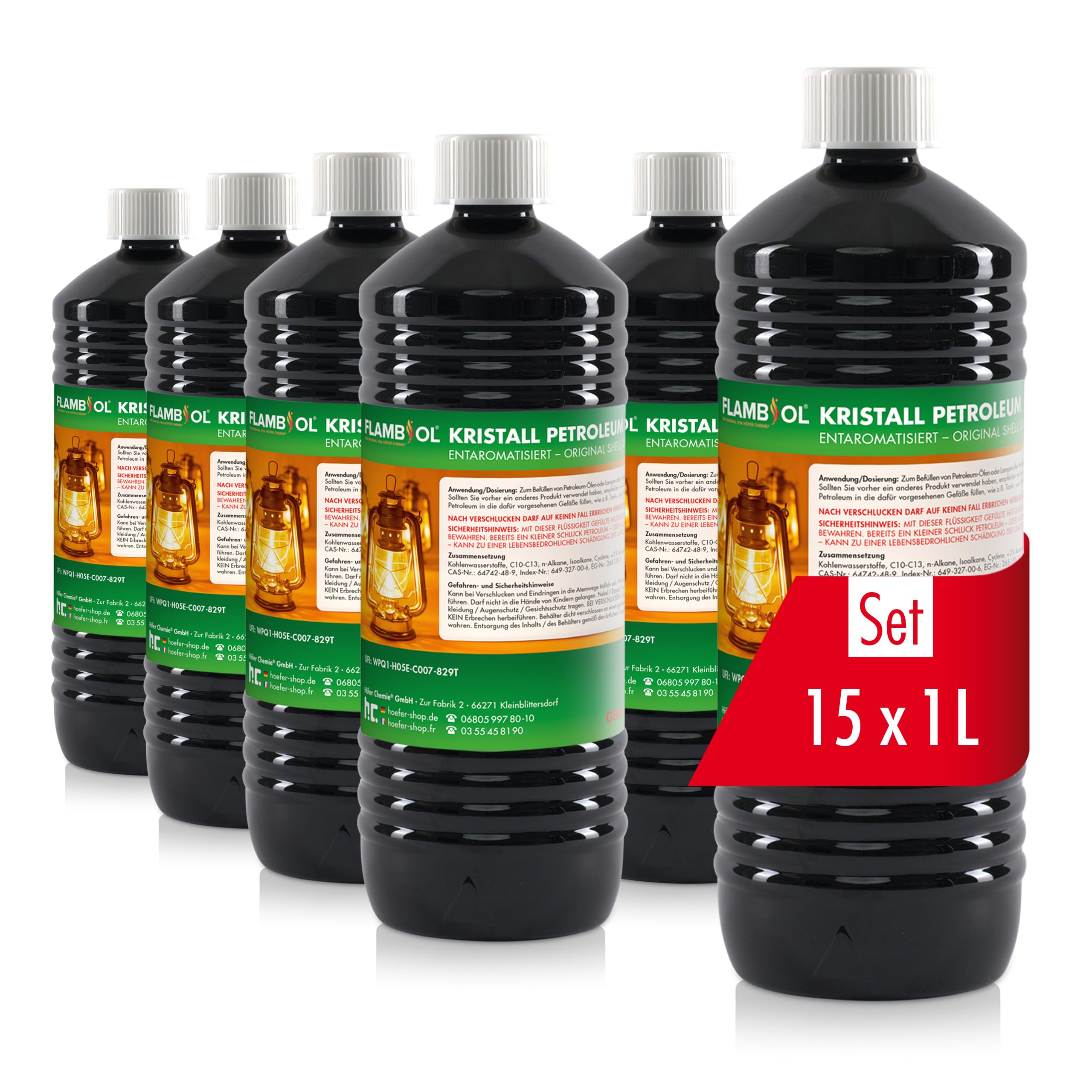 FLAMBIOL Pétrole Purifié 15 x 1 L Désaromatisé Combustion sans Suie