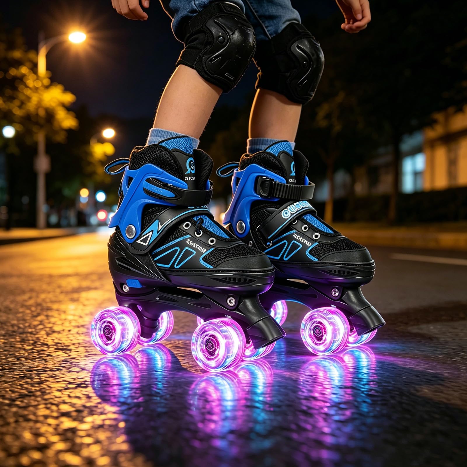 Patins en Ligne, Patin à roulettes, Patins à Glace, Rollers en Ligne à Taille Réglable Patins pour Enfants, Adolescents, Adultes, Débutants