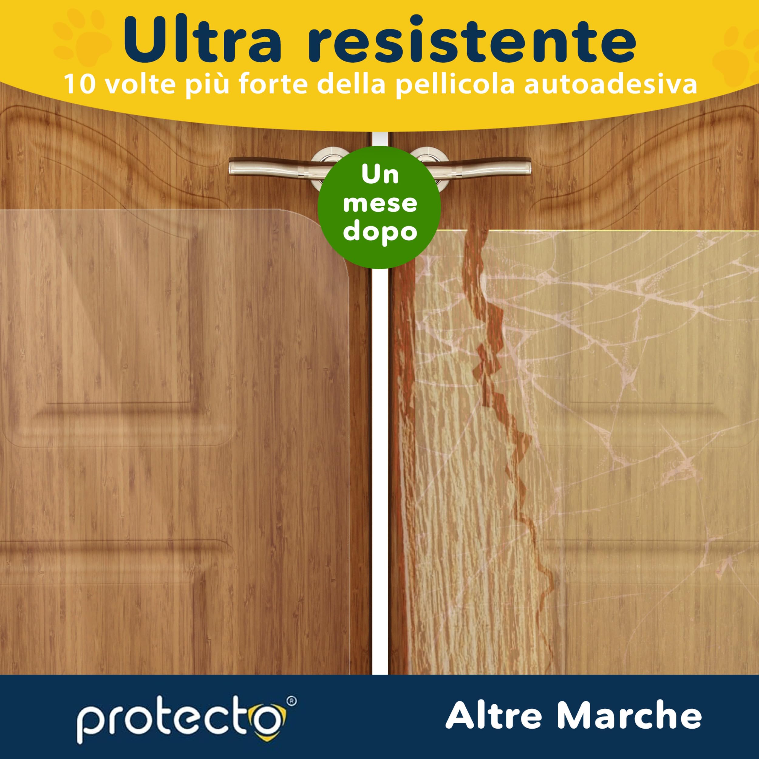 Protecto Proteggi Porta Graffi Cane Gatto 75 x 50 cm – Protezione Antigraffio Gatto Cane Resistente - Installazione Facile - Protezione Muro Trasparente Antigraffio - Mobili, Pareti, Porte, Finestre