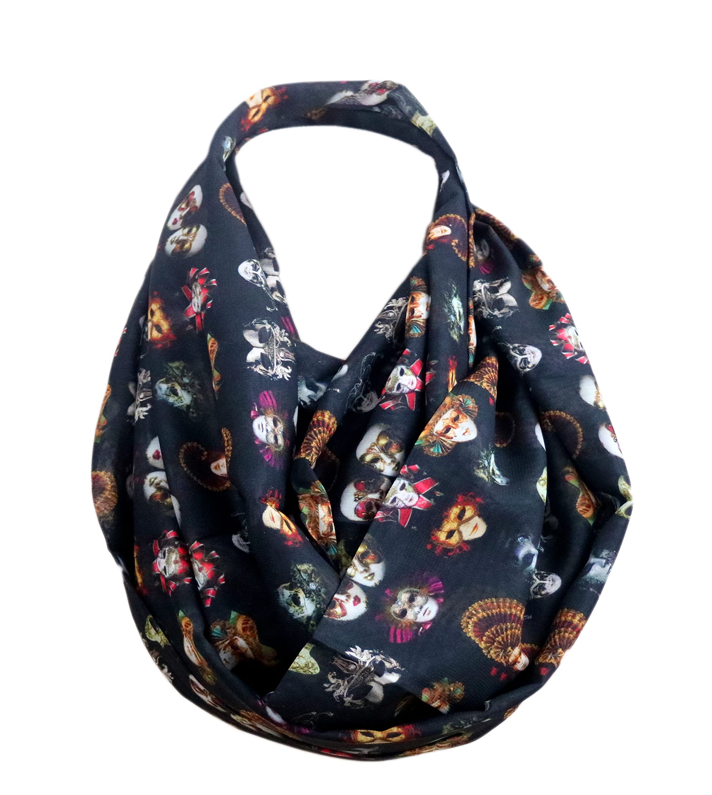 Di CapanniMardi Gras infinity scarf womens accessories Masquerade Venetian masks lover carnival costumes New Orleans, Black, One size