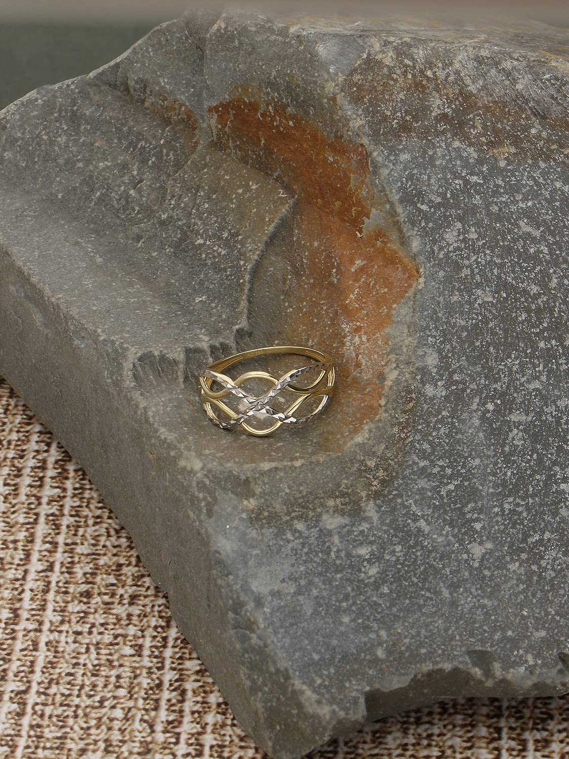 My Gold Damen Ring Gold 333 Echtes Weissgold Gelbgold (8 Karat) Ohne Stein Gr. 62 Damenring Goldring Emeni R-07931-G362-W62