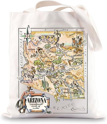 BWWKTOP Arizona State Tote Bag Arizona Souvenirs Regalos Arizona Bolsa de comestibles reutilizable Arizona Regalos de viaje Arizona